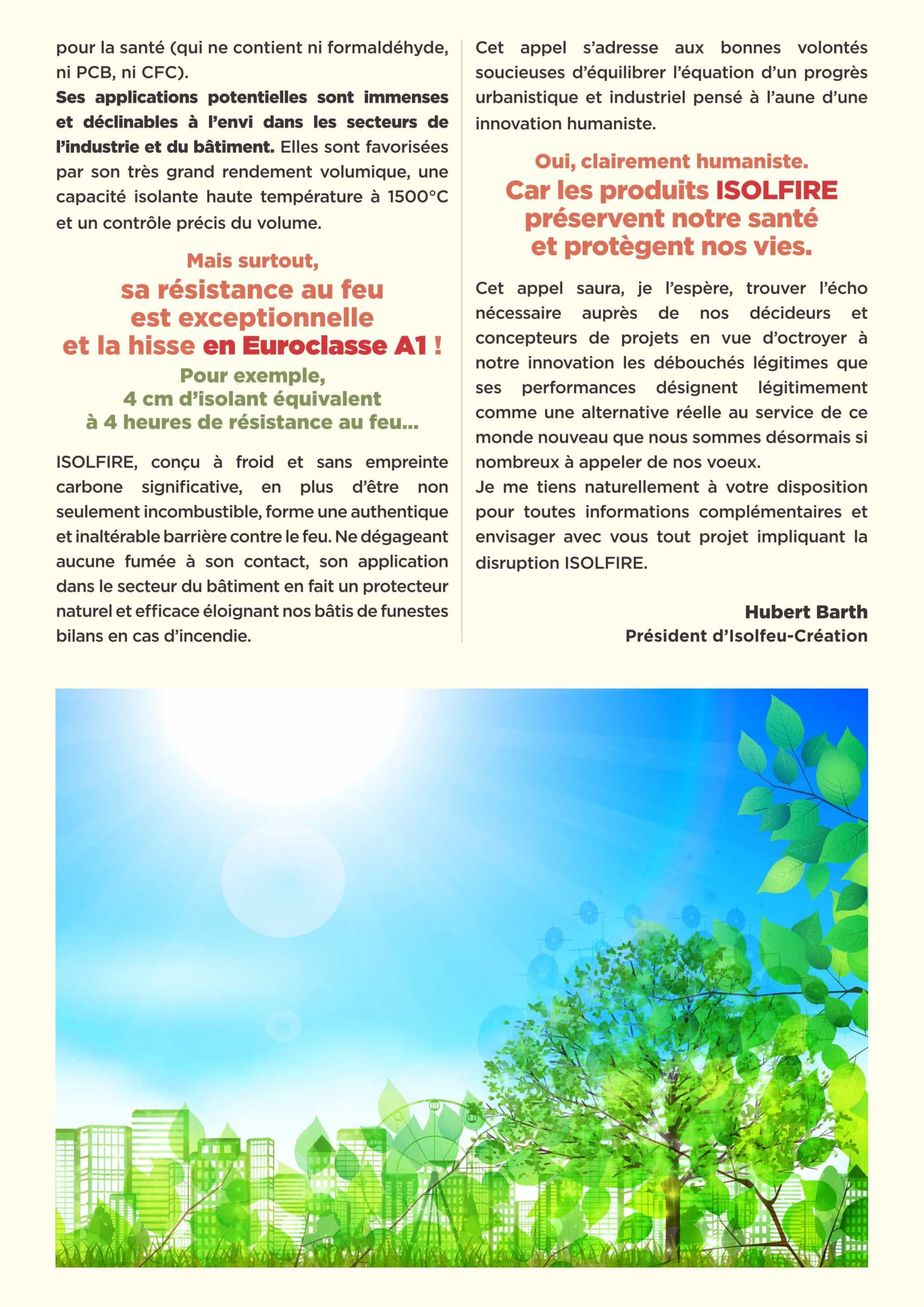 Brochure française sur l'isolation et la durabilité.