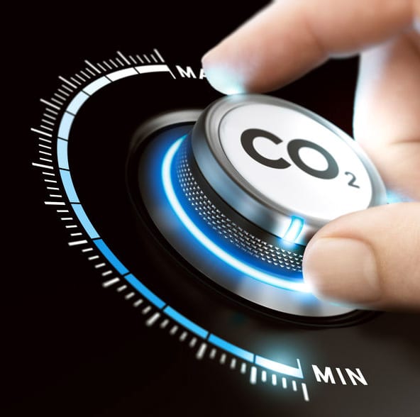 Bouton réglage émission CO2, technologie futuriste